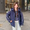 2025 Nueva Chaqueta de Plumas Azul Marino Casual de Moda de Alta Calidad, Reductora de Edad, Versátil, Cómoda y Amigable con la Piel