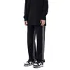 Calça Jeans Masculina Tingida por Spray na Moda High Street Wide-Leg Calça Dad Retrô Caimento Solto Perna Reta Calças Compridas até o Chão