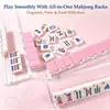 Estante de mahjong acrílico transparente transfronterizo con hélice incorporada en forma de abanico y líneas de mahjong onduladas, accesorio moderno para juegos de mesa