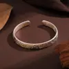 Novo bracelete estilo chinês com flor arabesco pintada a ouro para mulheres, esmalte fosco, design aberto, estilo nacional, bracelete artístico e étnico