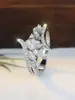 Novo Anel de Coroa de Sereia Totalmente Cravejado de Strass para Mulheres Luxo Leve Design de Nicho Zircônia Influenciador da Internet Joia Versátil