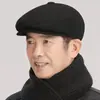 Nova boina de lã com proteção para as orelhas para outono e inverno para homens de meia-idade e idosos, boné simples casual externo espesso estilo britânico para idosos