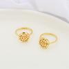 Anillo portafotos de color oro 18K, soporte para anillo, accesorios semiacabados, cabeza de flor de loto, base de bandeja de red, material para manualidades DIY hecho a mano