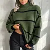 Suéter cruzado para mujer estilo europeo y americano con cuello medio alto, nuevo estilo otoño e invierno 2026, holgado y casual, top básico de punto talla grande