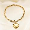 Pulseira com Fivela de Argola em O Coração Simples e Fashion Europeia e Americana para Mulheres, Pulseira Ajustável de Aço Inoxidável Titânio Aço Laser Atacado