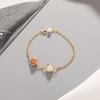 Pulsera Badu Crystal Cristal Fresa Cuarzo Rosa Estudiante Mejor Amiga Doble Cuenta Sencillo Dije Flor de Durazno Joyería Cadena Estilo Ins