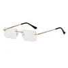 Nuevas gafas de sol sin montura de moda, montura metálica cuadrada pequeña de moda, gafas de sol para mujer estilo Hong Kong, gafas populares personalizadas transfronterizas