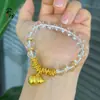 Novo estilo chinês antigo acessórios dourados diy cabaça enrolada gelo através pulseira de cristal branco design de nicho joia versátil