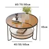 Mesa de centro de cristal templado Changhong sala de estar apartamento pequeño mesa redonda hogar minimalista mini mesa celebridad de internet moderna lujo ligero