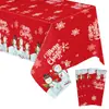 Mantel Navideño de Amazon Transfronterizo Árbol de Navidad Copo de Nieve Muñeco de Nieve Plástico Rojo Desechable Decoración de Fiesta Suministros