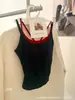 2218 Regata Estilo Coreano Falsa Dupla Peça Color Blocking com Bojo, Camisola Sexy Slim-Fit Estilo Hong Kong para Usar por Cima