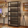 Vitrina para el Hogar para Figuras, Gabinete de Almacenamiento de Piso de Acrílico para Modelos de Juguete Lego con Luces y Cerradura, Vitrina Transparente