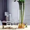 Jarrón de vidrio transparente recto para sala de estar, arreglo sencillo de bambú de la suerte, jarrón de cristal para flores, adorno decorativo para plantas hidropónicas