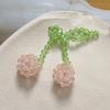 Moño pequeño fresco de cristal doble cereza DIY tejido a mano con cuentas pasador accesorios para el cabello material para aretes al por mayor