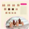 Pegatinas de Uñas Europeas y Americanas Transfronterizas Usables, Pegatinas de Uñas Usables Marrones Simples y Elegantes, Caja de 24 Piezas al por Mayor