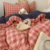 Juego de Cuatro Piezas de Ropa de Cama de Gasa de Doble Capa de Algodón Puro Grado Maternidad y Bebé, Sábana con Estampado Floral Ins, Funda de Edredón, Juego de Tres Piezas para Dormitorio