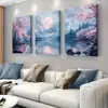 Paisagem de Comércio Exterior Pintura Montanha Nevada Flor de Cerejeira DIY Pintura Decorativa para Sala de Estar e Escritório, Mais Vendido na Amazon