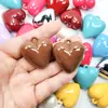 Llavero Colgante Corazón de Melocotón Acrílico Color Sólido Aceite Brillante Agujero para Colgar Corazón DIY Estilo Coreano Colgante Agujero Colgante Accesorios de Joyería