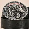 Cinturón de moto estilo vaquero occidental con hebilla ancha, versátil para hombres y mujeres
