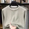 Suéter de Punto con Retazos de Cuello Redondo y Manga Larga Estilo Old Money para Hombre, Camiseta Básica de Moda Casual Simple para Primavera y Otoño para Hombre