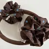 Goma para el pelo scrunchie de lunares azules de alta gama color café coreano con cintura pequeña para mujer, accesorio de pelo retro versátil para coleta baja