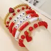 Pulsera para Mujer del Día de San Valentín Rosa Europea y Americana Set Corazón Cara Sonriente Dulce Pulsera Regalo Colgante de Labios Joyería para Mano