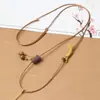 Cordão de pingente trançado feito à mão, primorosamente trabalhado, combinado com um lindo pingente de jade Hetian, moderno e ajustável