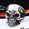 Anillo de acero inoxidable vintage con personalidad para hombre Iron Warrior, anillo de acero de titanio con calavera y gema incrustada, joyería al por mayor