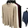 Suéter casual de punto trenzado gris para hombre, estilo pullover, nuevo diseño de otoño e invierno, top base de punto de ajuste holgado