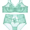 Liquidación Especial Más Vendido Marca de Moda de Comercio Exterior Europeo y Americano Sexy con Apliques Espalda Hermosa Ultra Delgado Encaje Conjunto de Sujetador Cintura Alta