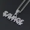 Colar com Pingente de Letra Personalizado Europeu e Americano SAVAGE Pingente de Gota d'Água Personalizado Colar Hip Hop Liga Joia Masculina