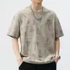 Top Casual Suelto de Manga Media con Cuello Redondo de Moda Verano Seda de Hielo Fresca Camiseta de Manga Corta para Hombre Camiseta de Manga Corta de Secado Rápido para Hombre