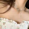 Colar de Pérolas Estilo Coreano Corrente de Clavícula com Contas Brancas para Mulheres Design Personalizado Senso de Design Nicho Novo Estilo Corrente de Colar para Celebridade da Internet de Amor Feminino