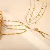 Collar con forma de estrella y corazón de joyería de moda europea y americana, cadena para la clavícula de forma geométrica de diamante, collar chapado en oro de acero inoxidable para mujer