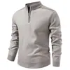 Otoño Invierno Nuevo Suéter de Media Cremallera para Hombre Chaqueta Moda Más Terciopelo Mayor Grosor Color Sólido Casual Capa Base