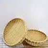Cesta de Bambu Artesanal, Pá de Bambu Redonda, Cesta para Armazenamento de Pães no Vapor, Cesta de Bambu, Cesta de Frutas Doméstica, Pequena Cesta de Bambu para Lavar e Escorrer Vegetais