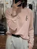 Suéter Redondo con Bordado de Personaje de Dibujos Animados Lindo para Mujer, Ropa de Punto Versátil y Elegante para Primavera y Otoño