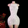 Conjunto de lingerie sexy para comércio exterior transfronteiriço, saia bodycon transparente em jacquard de malha preta vazada para mulheres
