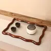 Bandeja de Cristal de Madera de Nogal Ondulada Estilo Antiguo para Comedor del Hogar, Bandeja Pequeña para Té para Cocina, Bandeja de Almacenamiento para Mesa de Café