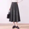 Falda Larga de Lana Mezclada de Nuevo Estilo Otoño e Invierno para Mujer, Falda Larga de Línea A Adelgazante de Cintura Alta, Engrosada