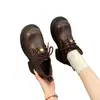 Zapatos de cuero para mujer de estilo británico francés con plataforma alta para aumentar la altura, colección otoño 2026, mocasines de plataforma con cordones y punta redonda