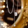 Anel de Corrida Cintura Fina em Prata de Lei S925 Colar com Pingente de Franja 2025 Novo Luxo Acessível Moda Simples Elegante Versátil Corrente para Clavícula