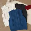 2026 principios de otoño hilo de algodón/estilo coreano holgado, adelgazante, cuello redondo, tejido de punto calado chaleco cárdigan top para mujer