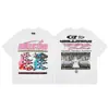 2025 Camiseta Casual Holgada Retro de Manga Corta Unisex Tendencia Americana High Street Estrella del Infierno Infierno Estampado Pesado