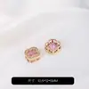 Clover de Quatro Folhas Colorido com Pedras Preciosas Zircônia, Banhado a Ouro 14K Colorido, Espaçadores, Acessórios para Joias Artesanais de Cristal para Pulseiras
