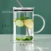 Copo de Vidro Amazon 1000ml Copo de Chá de Vidro Borossilicato Alto com Tampa e Canudo, Copo para Leite Café, Copo de Cerveja