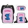 Novo produto: Mochila Escolar de Desenho Animado, Mochila de Estudante de Poliéster, Estojo Simples Infantil, Pequena Bolsa de Ombro, Conjunto de Três Peças