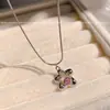 Estrella de Mar de la Suerte Dulce Estilo Fresco Collar de Diamantes Rosas Gama Alta Elegante Simple Versátil Cadena para Clavícula Nicho Elegante Collar para Mujeres