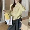 Suéter de Punto de Encaje de Alta Gama Estilo Coreano para Mujer, Color Sólido, Versátil, Elegante, Chaqueta Cardigan Corta de Punto