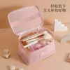Nueva bolsa de maquillaje transpirable de malla, bolsa de almacenamiento para cosméticos, bolsa de tocador transparente portátil de gran capacidad para viajes, personalizable con logo